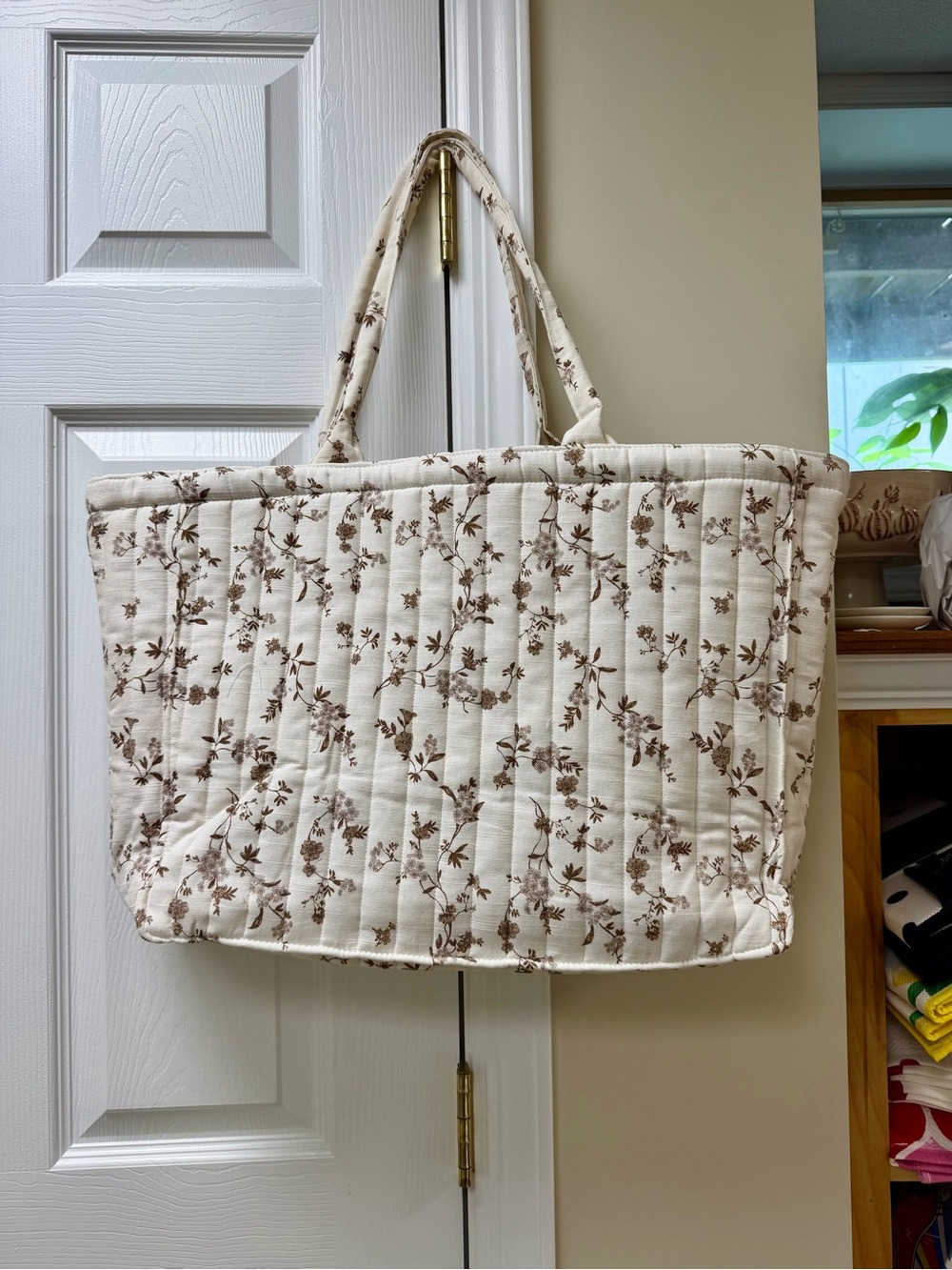Quilted Floral Cotton Tote Bag - Picture 2 of 4